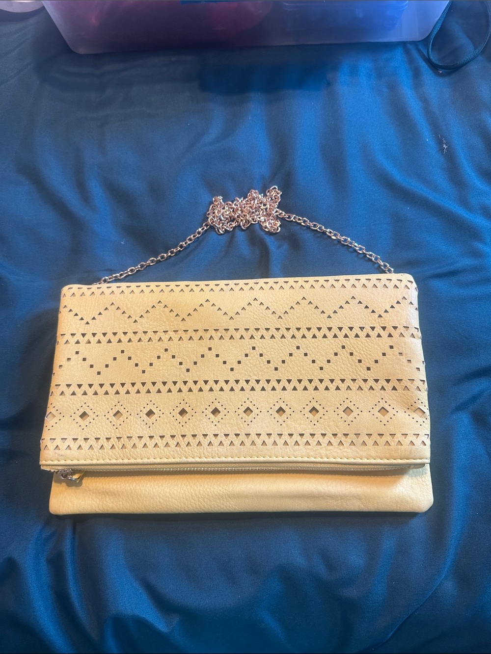 Urban Expressions Mischa Yellow Laser Cut Perforated Zip Clutch Pouch